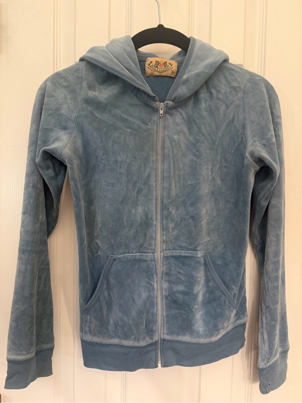 Juicy Couture Dusty Blue Velour Hooded Zip Jacket